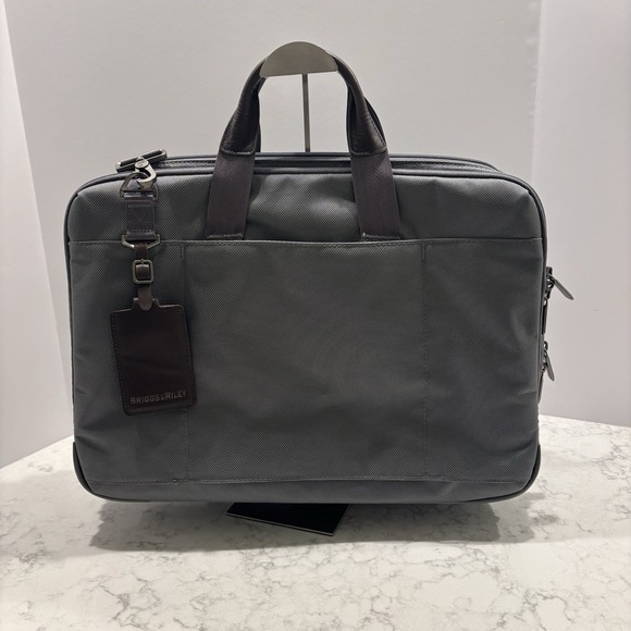 Briggs & Riley Large Expandable Briefcase Work Model KB437X-10 In Gray - Picture 10 of 14